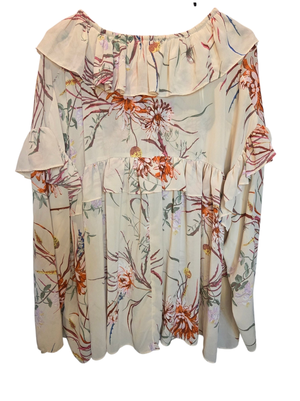 H&M Cream Floral Ruffle V-Neck Blouse - Picture 3 of 5